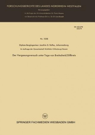 Könyv Vergasungsversuch Unter Tage Von Breitscheid/Dillkreis Joachim B. Rolfes