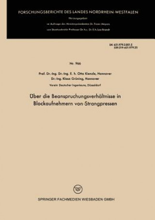 Carte UEber Die Beanspruchungsverhaltnisse in Blockaufnehmern Von Strangpressen Otto Kienzle
