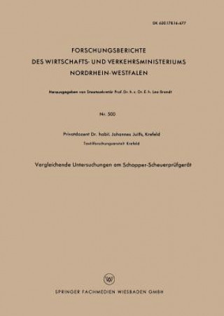 Livre Vergleichende Untersuchungen Am Schopper-Scheuerpr fger t Johannes Juilfs