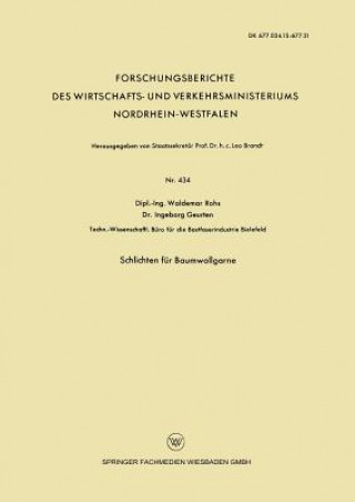 Carte Schlichten fur Baumwollgarne Waldemar Rohs