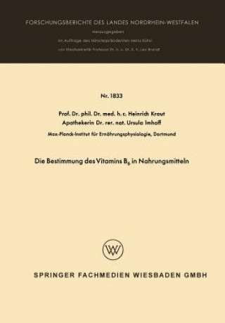 Livre Bestimmung Des Vitamins B6 in Nahrungsmitteln Heinrich Kraut