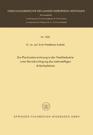 Carte Die Plankostenrechnung in Der Textilindustrie Unter Ber cksichtigung Des Mehrstelligen Arbeitsplatzes Erich Wedekind