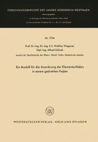 Книга Ein Modell Fur Die Anordnung Der Elementarfaden in Einem Gedrehten Faden Walther Wegener