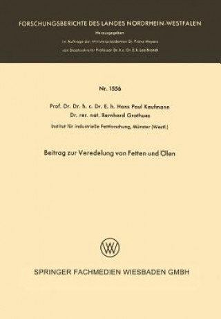 Libro Beitrag Zur Veredelung Von Fetten Und  len Hans Paul Kaufmann