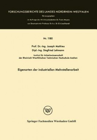 Book Eigenarten Der Industriellen Mehrstellenarbeit Joseph Mathieu