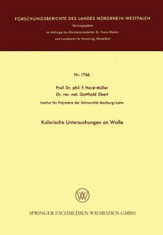 Kniha Kalorische Untersuchungen an Wolle Friedrich Horst Müller