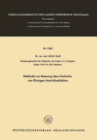 Książka Methode Zur Messung Des  verlaufs  Von Fl ssigen Anstrichschichten Ulrich Zorll