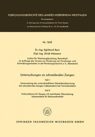 Könyv Untersuchungen an Schneidenden Zangen Eginhard Barz