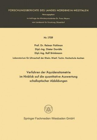 Carte Verfahren Der  quidensitometrie Im Hinblick Auf Die Quantitative Auswertung Schalloptischer Abbildungen Reimar Pohlman