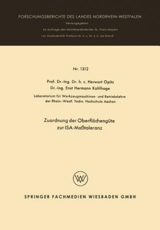 Kniha Zuordnung Der Oberflachengute Zur Isa-Masstoleranz Herwart Opitz