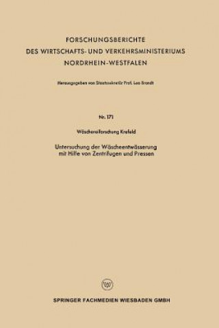 Buch Untersuchung Der Wascheentwasserung Mit Hilfe Von Zentrifugen Und Pressen Leo Brandt