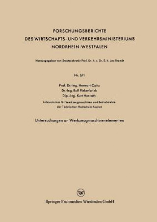 Carte Untersuchungen an Werkzeugmaschinenelementen Herwart Opitz