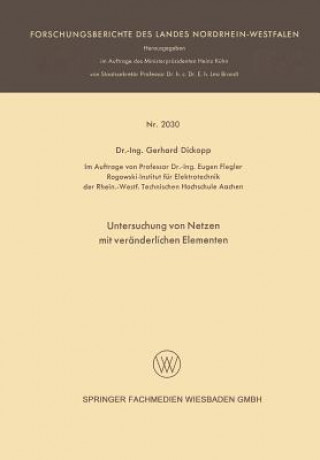 Könyv Untersuchung Von Netzen Mit Veranderlichen Elementen Gerhard Dickopp