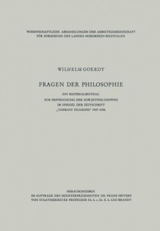 Carte "fragen Der Philosophie" Wilhelm Goerdt