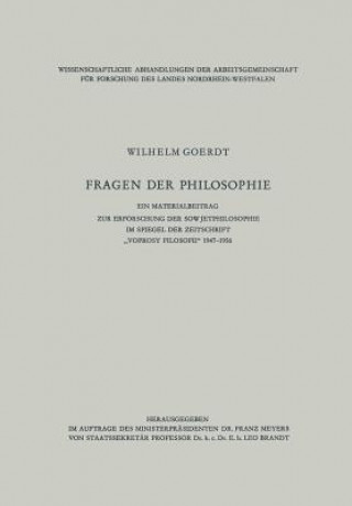 Knjiga "fragen Der Philosophie" Wilhelm Goerdt