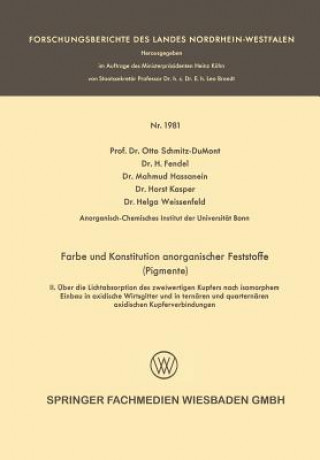 Book Farbe Und Konstitution Anorganischer Feststoffe (Pigmente) Otto Schmitz-DuMont