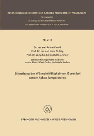 Book Erforschung Der Warmeleitfahigkeit Von Gasen Bei Extrem Hohen Temperaturen Rainer Ewald
