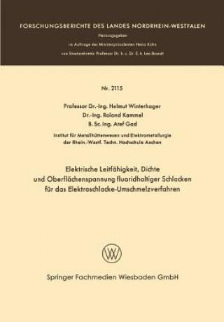 Книга Elektrische Leitfahigkeit, Dichte Und Oberflachenspannung Fluoridhaltiger Schlakken Fur Das Elektroschlacke-Umschmelzverfahren Helmut Winterhager