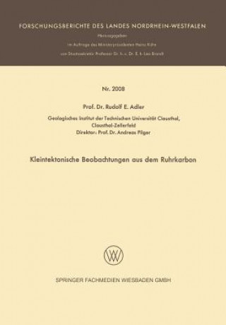 Kniha Kleintektonische Beobachtungen Aus Dem Ruhrkarbon Rudolf E. Adler