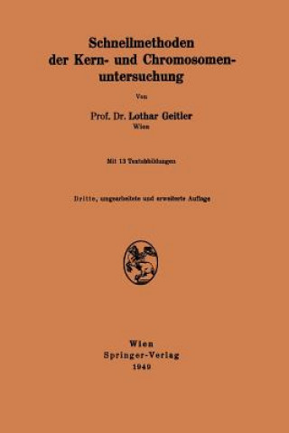 Book Schnellmethoden Der Kern- Und Chromosomenuntersuchung Lothar Geitler