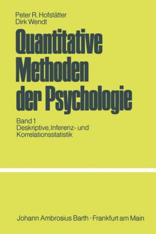 Carte Quantitative Methoden Der Psychologie P.R. Hofstätter
