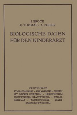 Könyv Biologische Daten Fur Den Kinderar&#438;t Joachim Brock