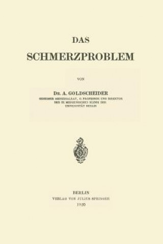 Könyv Schmerzproblem A. Goldscheider