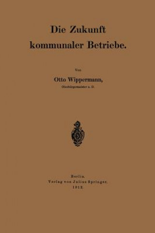 Kniha Zukunft Kommunaler Betriebe Otto Wippermann