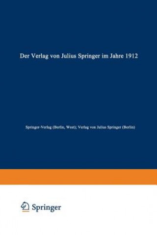 Carte Verlag Von Julius Springer Im Jahre 1912 West) Springer-Verlag (Berlin