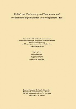 Kniha Einfluss Der Verformung Und Temperatur Auf Mechanische Eigenschaften Von Unlegiertem Titan Hugo Bollenrath