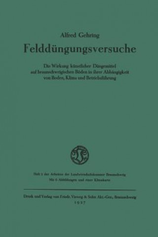 Kniha Felddungungsversuche Alfred Gehring