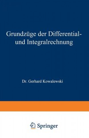 Carte Grundzuge Der Differential- Und Integralrechnung Gerhard Kowalewski