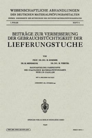 Książka Beitrage Zur Verbesserung Der Gebrauchstuchtigkeit Der Lieferungstuche Hermann Sommer