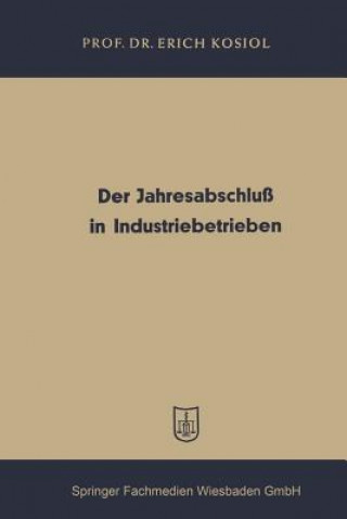 Kniha Der Jahresabschluss in Industriebetrieben Erich Kosiol