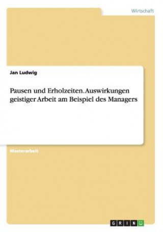 Könyv Pausen und Erholzeiten. Auswirkungen geistiger Arbeit am Beispiel des Managers Jan Ludwig