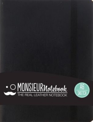 Carte Monsieur Notebook Leather Journal - Black Sketch Small A6 Monsieur