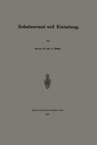 Kniha Erdsalzarmut Und Entartung Carl Roese