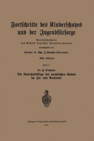 Könyv Fortschritte Des Kinderschutzes Und Der Jugendfursorge Chr.J. Klumker