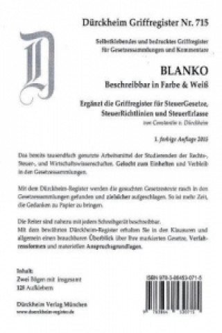 Joc / Jucărie BLANKO (beschreibbar), Griffregister FARBE & WEISS Constantin von Dürckheim