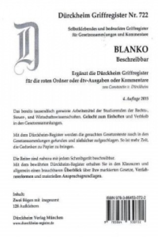 Játék BLANKO (beschreibbar), Griffregister WEISS Constantin von Dürckheim