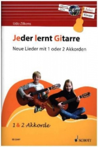 Tiskovina Jeder lernt Gitarre - Neue Lieder mit 1 oder 2 Akkorden, m. 2 Audio-CDs Udo Zilkens