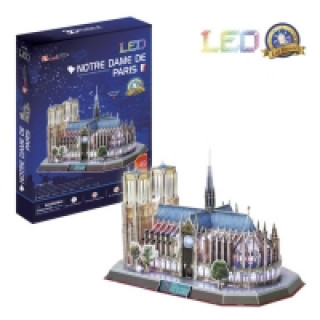 Gra/Zabawka Puzzle 3D Notre Dame de Paris LED 144 dílků 