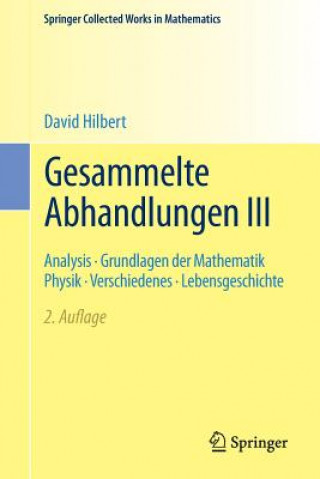 Carte Gesammelte Abhandlungen III David Hilbert