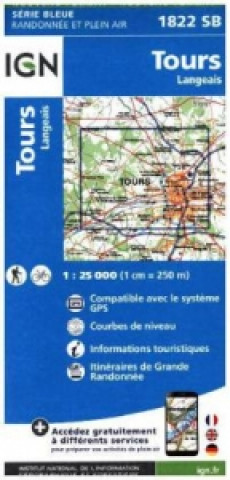 Tlačovina IGN Karte, Carte de randonnée (et plein air) Tours Langeais 