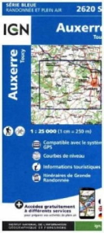 Tiskovina IGN Karte, Carte de randonnée (et plein air) Auxerre Toucy 