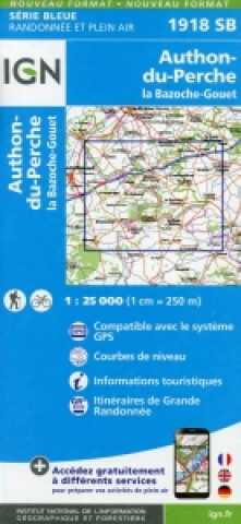 Tiskovina IGN Karte, Carte de randonnée (et plein air) Authon-du-Perche/La Bazoche-Gouet 