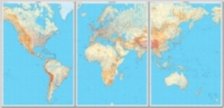 Tlačovina IGN Weltkarte physisch Le monde (3 Blätter) plastikfoliert 