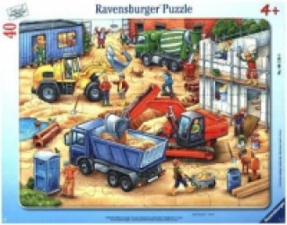 Játék Ravensburger Kinderpuzzle - 06120 Große Baustellenfahrzeuge - Rahmenpuzzle für Kinder ab 4 Jahren, mit 40 Teilen 