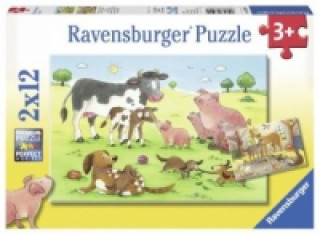 Játék Ravensburger Kinderpuzzle - 07590 Glückliche Tierfamilien - Puzzle für Kinder ab 3 Jahren, mit 2x12 Teilen 