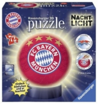Játék Ravensburger 3D Puzzle 12177 - Nachtlicht Puzzle-Ball FC Bayern München - 72 Teile - ab 6 Jahren, LED Nachttischlampe mit Klatsch-Mechanismus 